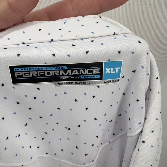 Roundtree & Yorke Performance XLT Extra Large Tall Men's Polo Shirt White/Blue D - Picture 6 of 6